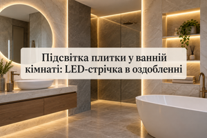Підсвітка плитки у ванній кімнаті: LED-стрічка в оздобленні фото