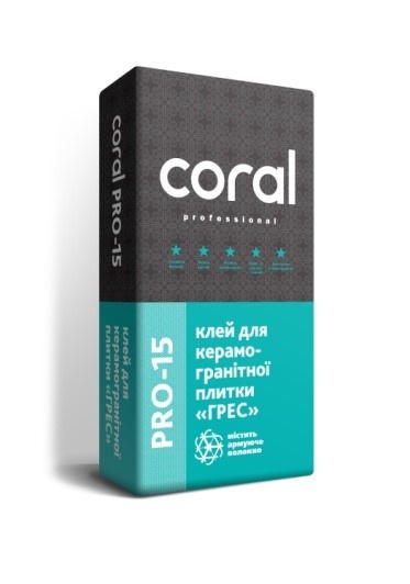 Клей для керамограніта та теплих підлог Coral PRO-15 25кг 0000003547 фото